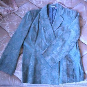 Vintage Newport News Women's Blue 100% Leather Long Sleeve Jacket Size 18